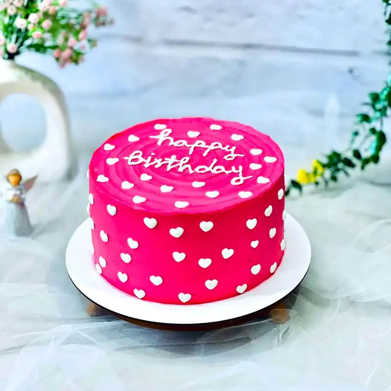 کیک تولد صورتی دخترانه تصویر