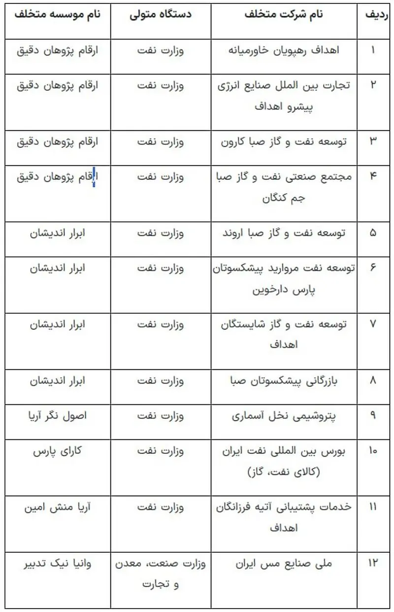 شرکت های متخلف حسابرسی