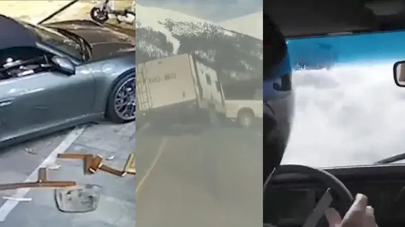 ببینید / از چپ کردن خودرو در خیابان تا تصادف شدید با قطار + 10فیلم حادثه ای 