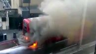 آتش گرفتن ناگهانی یک اتوبوس شهری + فیلم