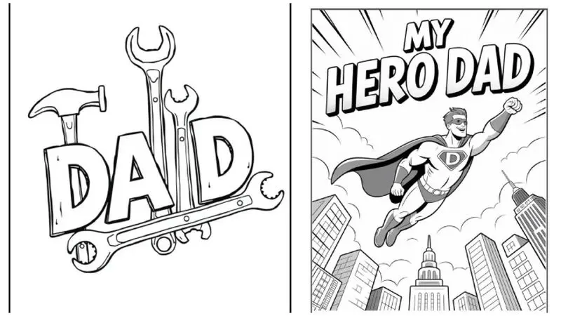 نقاشی برای رنگ آمیزی با ایده ی روز پدر
