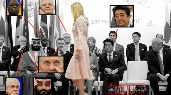 تصویر چشم چرانی سران کشورهای بزرگ / همه نگاه های به دختر ترامپ است