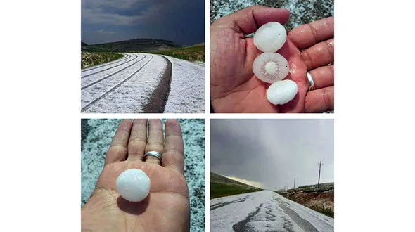 30 دقیقه بارش تگرگ در چالدران سیل راه انداخت+عکس