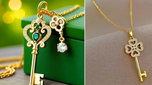 15 مدل گردنبند طلا طرح کلید؛ استایل خاص، ظاهری شیک