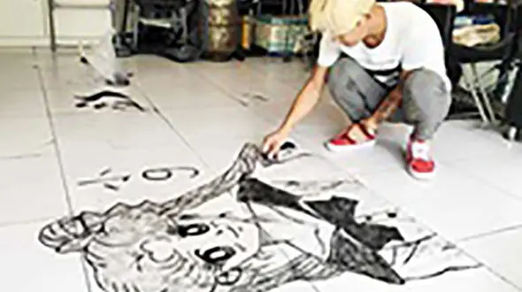 نقاشی با موهای کف آرایشگاه