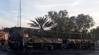 اتوبوس اصفهان - زاهدان 20 متری پمپ بنزین بم آتش گرفت