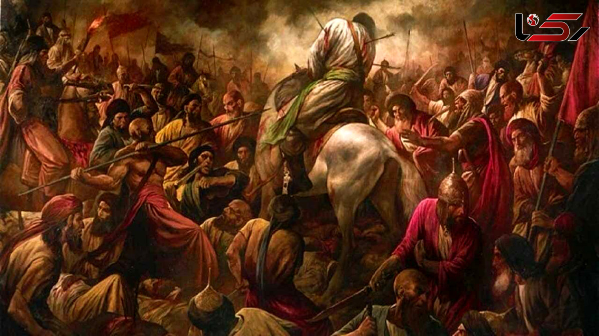 نقاشی از لحظه‌ شهادت امام حسین(ع) در ظهر عاشورا 