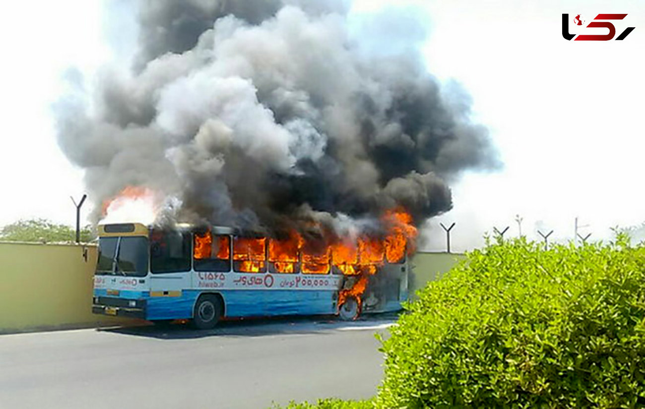 اتوبوس شهری در آتش سوخت+تصاویر