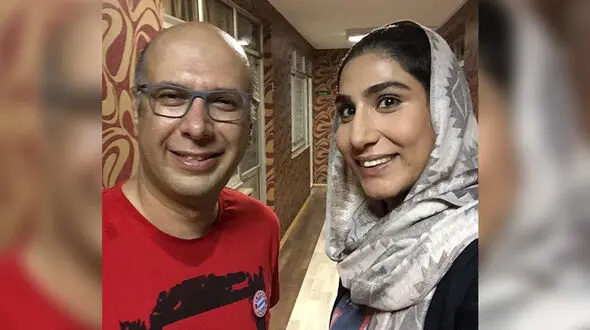 بانوی کاراته کار در کنار  صداپیشه جناب خان +عکس