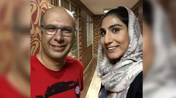 بانوی کاراته کار در کنار  صداپیشه جناب خان +عکس