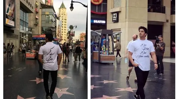 فرزاد فرزین با پیامی جالب در خیابان مشاهیر هالیوود در کالیفرنیا +عکس