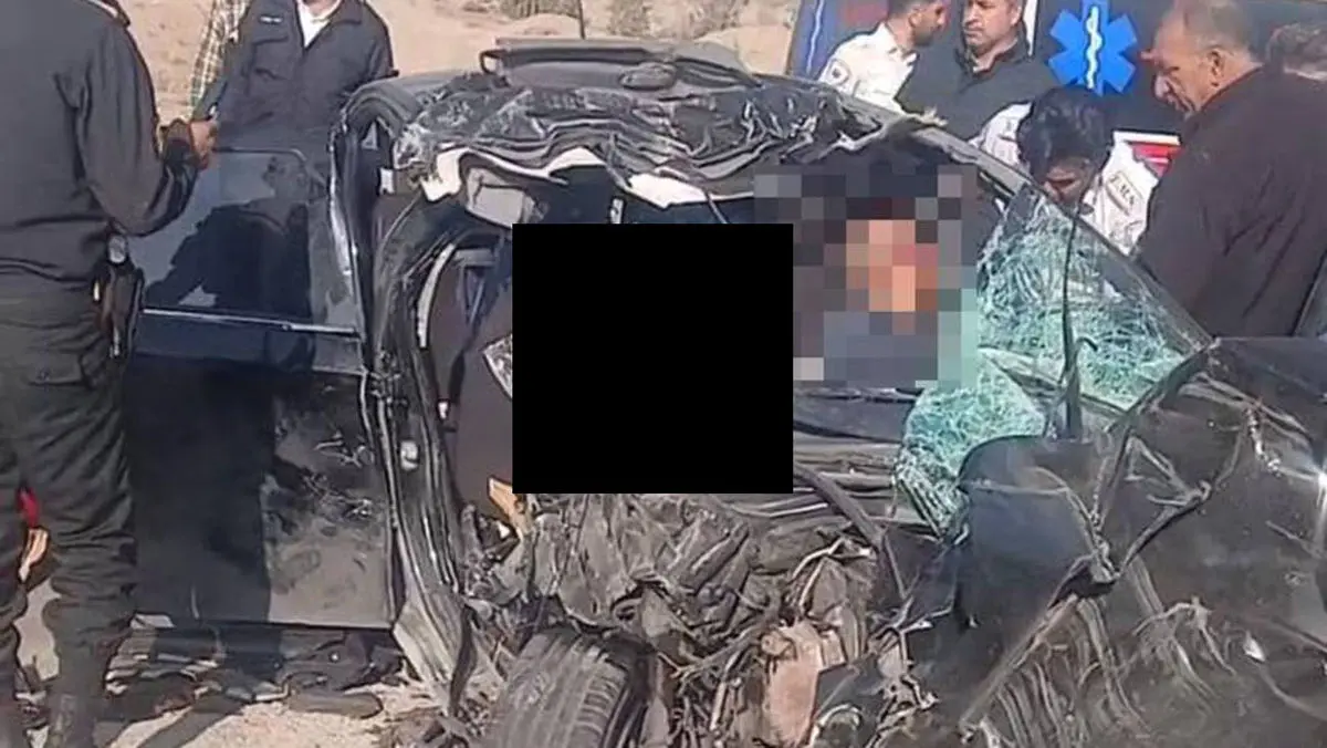 فیلم صحنه مرگ تلخ همسر سقاب اصفهانی، معاون رئیس جمهور در تصادف جاده ای