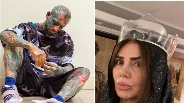 تتوی عجیب روی صورت مادر تتلو ! / از این مادر چنین پسری طبیعیه !