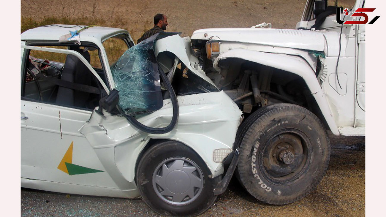 عجیب ترین عکس از یک تصادف در کرمانشاه / خودروی کوچکتر بلعیده شد