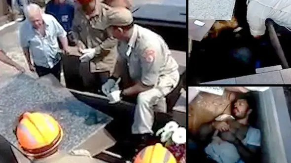 مردی را زنده از قبر  درآوردند! + فیلم و عکس 