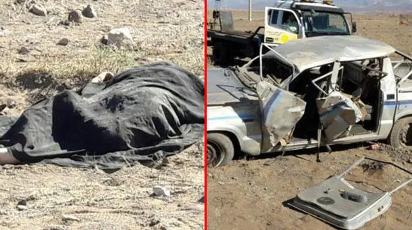 حادثه دلخراش و مرگبار واژگونی وانت مزدا +عکس حادثه