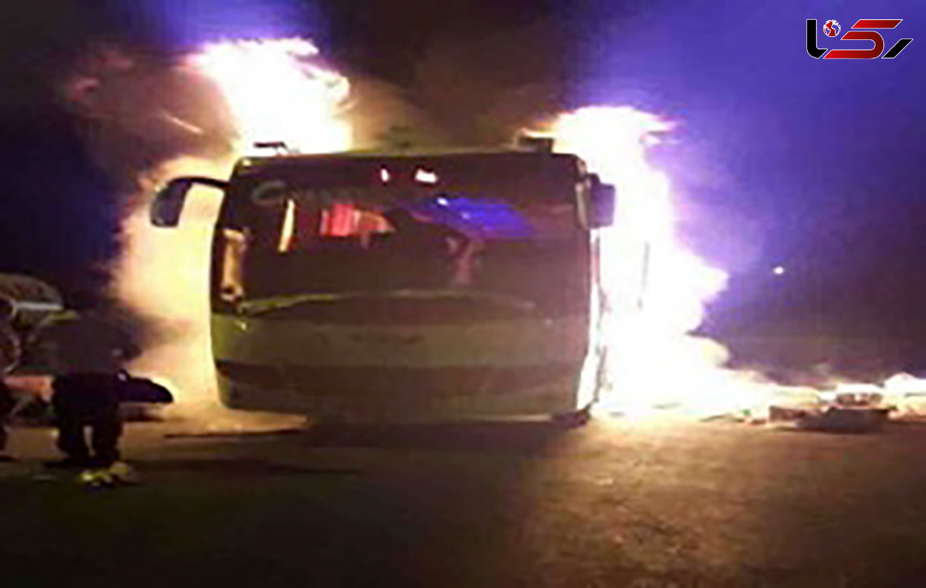 اتوبوس اسکانیا در آتش سوخت