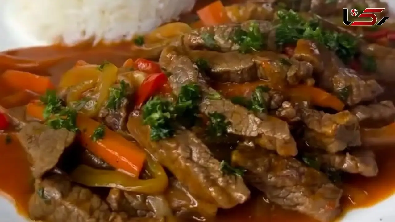 خوراک گوشت و سبزیجات با سس + فیلم