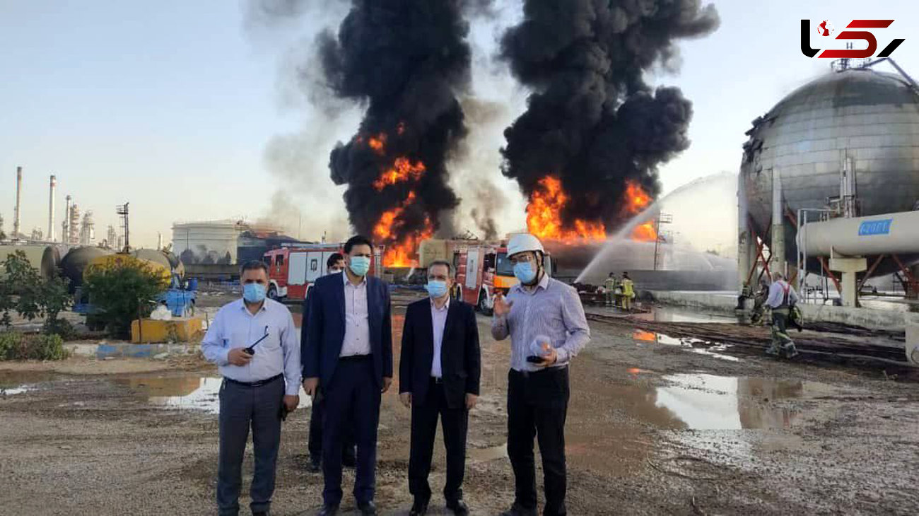حضور  استاندار و فرماندار ویژه شهرستان ری در محل حادثه آتش‌سوزی پالایشگاه تهران