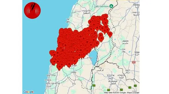 ۴۲۴ نقطه در اسرائیل  زیر آژیر قرمز + تصویر