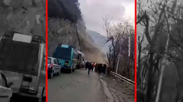 فیلم مسدود شدن جاده ها بر اثر زلزله