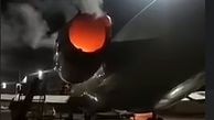 ببینید / فیلم آتش سوزی و انفجار موتور هواپیما فوکر 100 هواپیمایی آسمان در فرودگاه مهرآباد