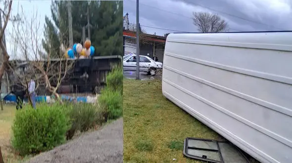 واژگونی مینی‌بوس سرویس مدرسه در محور ملکان - بناب / سه دانش‌آموز مجروح شدند