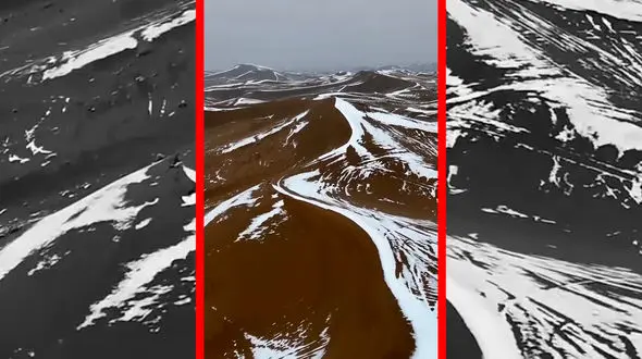 فیلم مناظر رویایی کویر برفی ورزنه