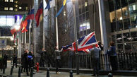 فیلم برداشتن پرچم بریتانیا از مقر اتحادیه اروپا در بروکسل