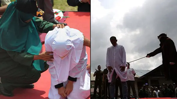 شلاق خوردن دختر و پسر عاشق در ملاء عام + عکس