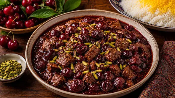 طرز تهیه خورشت گیلاس مجلسی؛ خورشتی خوشرنگ با طعم ملس