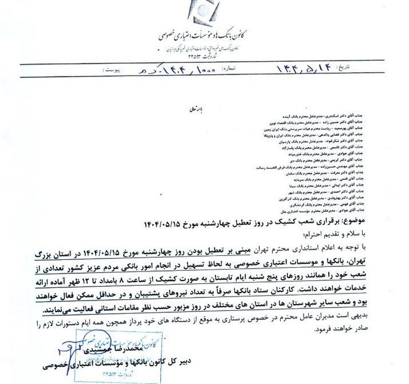 تعطیلی بانک ها
