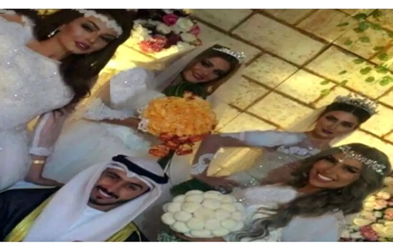 ازدواج همزمان با 4 دختر برای رو‌کم‌کنی همسر اول + عکس داماد و 4 عروس
