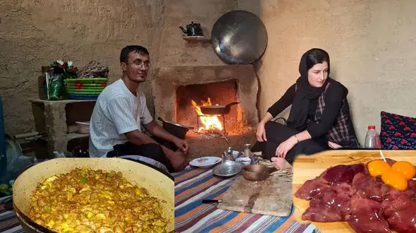 غذای روستایی خوشمزه در ایران؛ آموزش پخت با جگر مرغ و تخم مرغ + فیلم