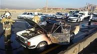 آتش گرفتن ناگهانی خودرو یک دست فروش در جاده میاندوآب- شاهیندژ +عکس