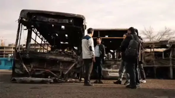 فیلم گفتگو با رانندگان اتوبوس های به آتش کشیده شده 