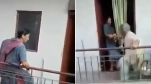 دختر ناخلف مادر پیرش را بدجوری کتک زد/همسایه ها فیلم گرفتند+فیلم 