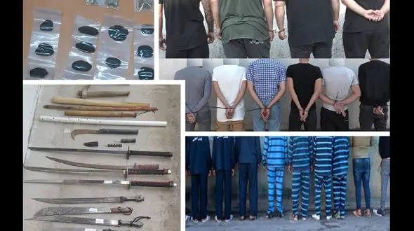 تصاویری از تجهیزات اراذل و اوباش رشت که دستگیر شدند