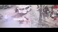 فیلم لحظه حادثه وحشتناک برای موتور سوار+ فیلم 