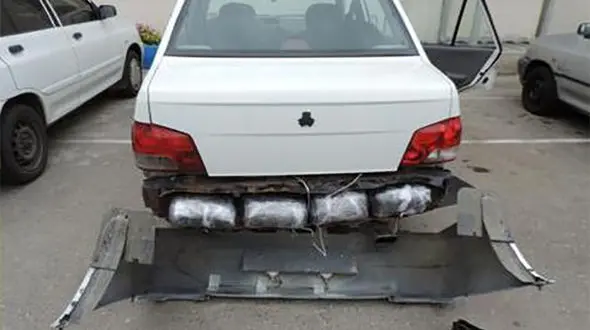 20 کیلو تریاک در سپر پراید جاساز شده بود + عکس