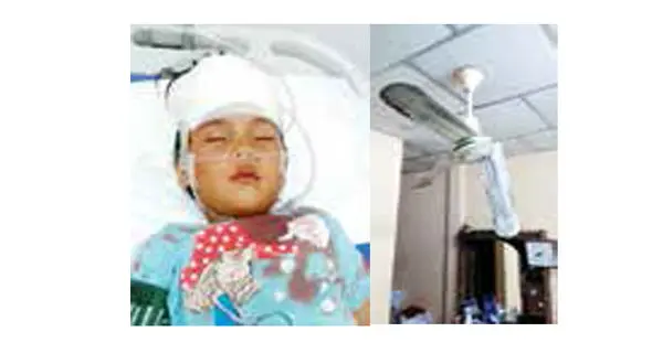 اشتباه فجیع مرد چینی/ برخورد پنکه سقفی با سر دختربچه هنگام بازی با پدر+عکس