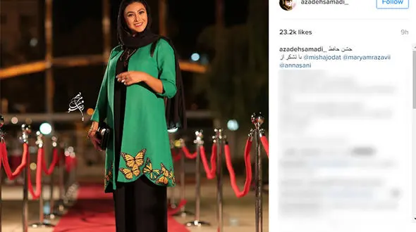 پروانه های زرد روی مانتوی خانوم بازیگر +عکس