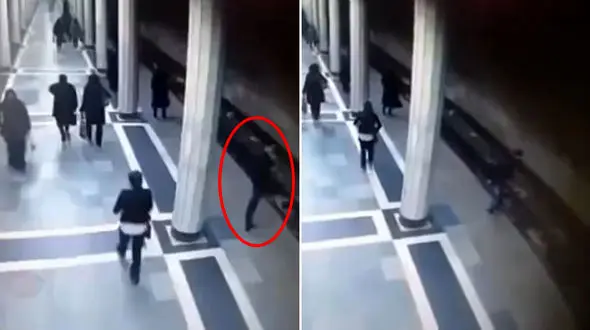 لحظه خودکشی تلخ پسر 18 ساله در متروی آذربایجان + فیلم