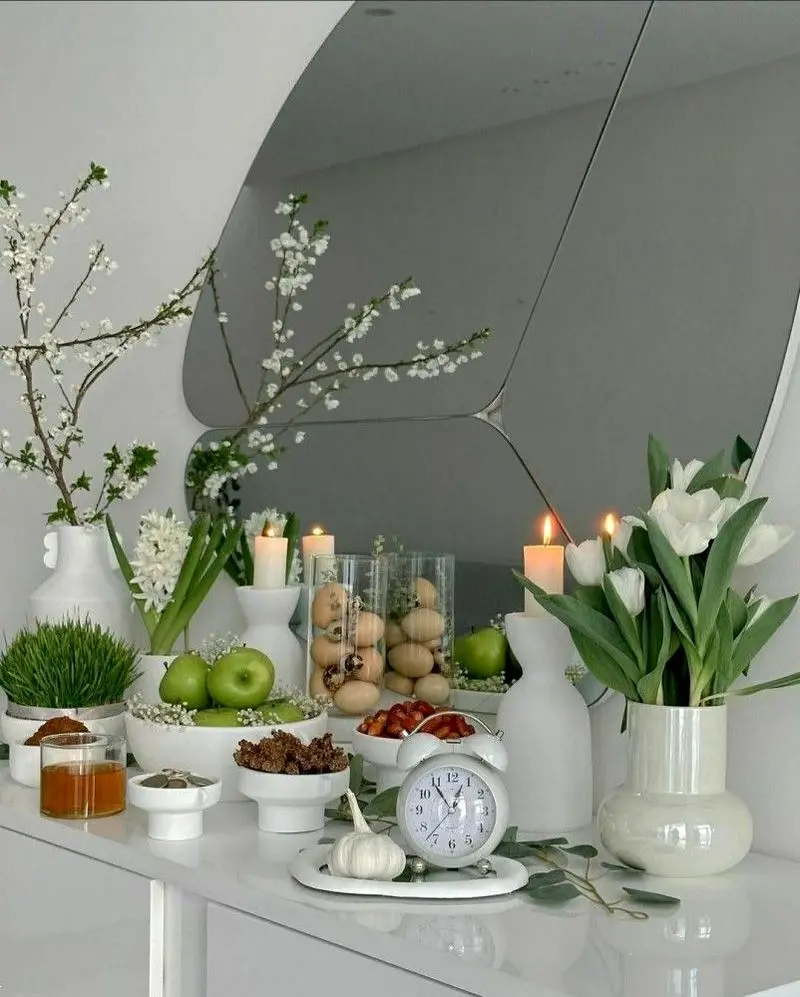 سفره هفت سین مدرن برای نوروز ۱۴۰۵ | شیک ترین مدل سفره هفت سین مدرن برای نوروز ۱۴۰۵ با بهترین ایده ها مخصوص نو عروس های باسلیقه!