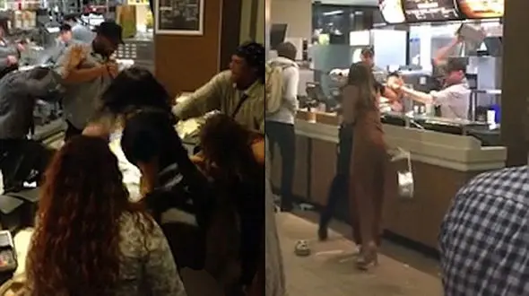 فیلم لحظه حیرت انگیز دعوای دو زن بدپوش در رستوران+تصاویر