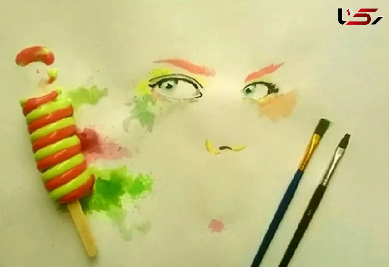 تابلو نقاشی با بستنی آب شده
