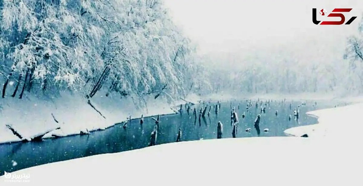زمستان در اوج زیبایی / دریاچه چورت برفی در قاب تصویر + فیلم