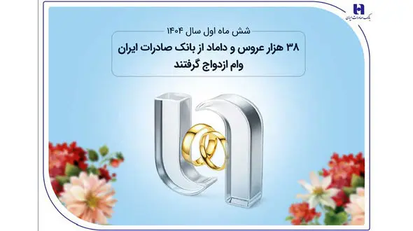 38 هزار عروس و داماد از بانک صادرات ایران وام ازدواج گرفتند