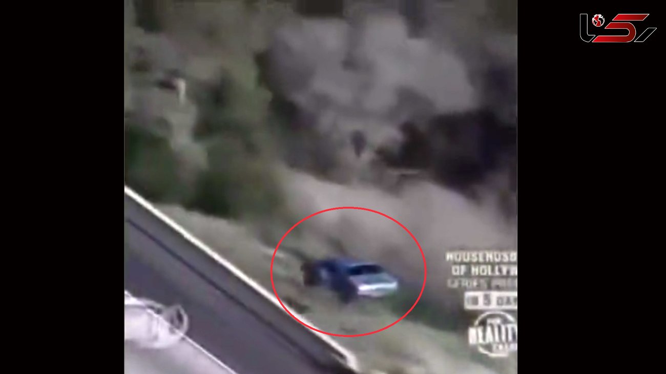 صحنه سقوط خودرو یک مجرم فراری به دره حین تعقیب‌وگریز با پلیس +فیلم هوایی