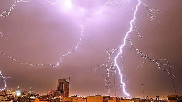 لحظه آتش گرفتن درخت بزرگ در بندرعباس / رعد وبرق آنجا را به آتش کشید!